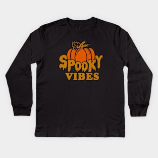 Pumpkin Spooky Vibes Halloween Kids Long Sleeve T-Shirt